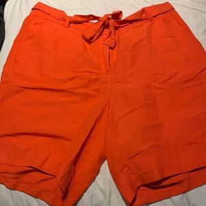 Lane Bryant Linen Blend Coral Tie Waist Shorts Size 16